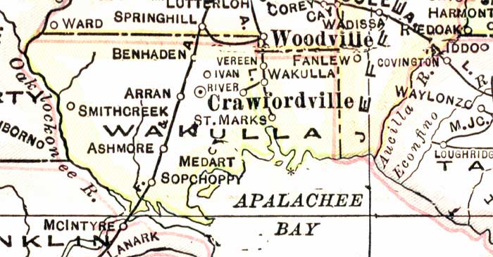 Map of Wakulla County, Florida, 1916