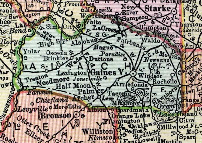 Map of Alachua County, Florida, 1900
