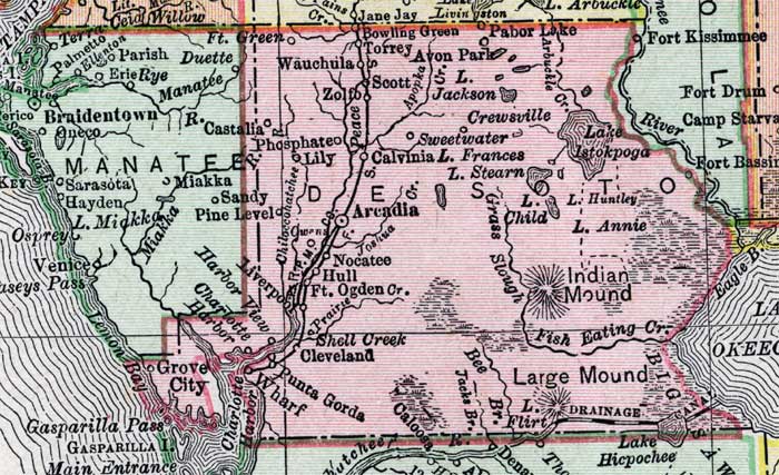 Map of De Soto County, Florida, 1900