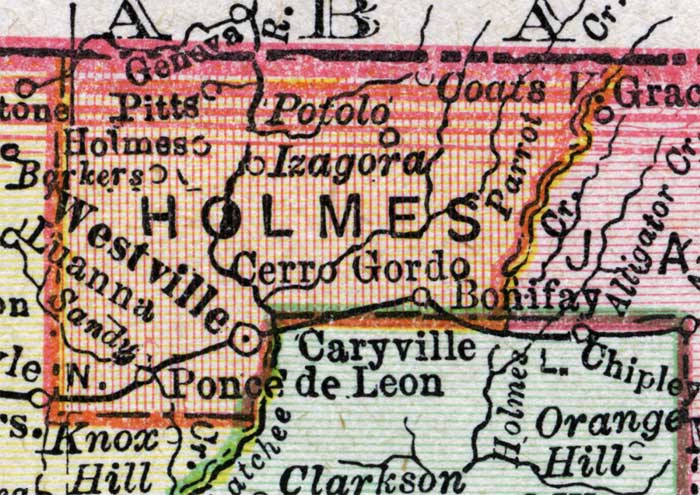 Map of Holmes County, Florida, 1900