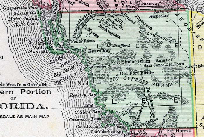 Map of Lee County, Florida, 1900