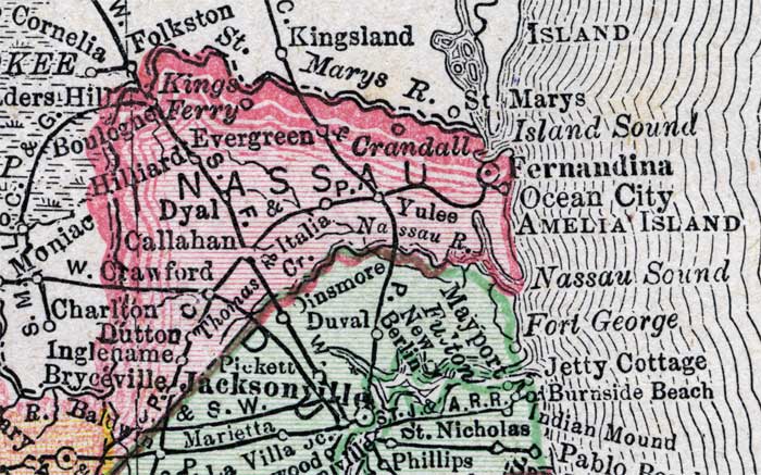 Map of Nassau County, Florida, 1900