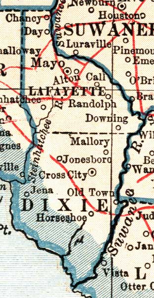 Map of Dixie County, Florida, 1921
