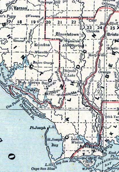 Map of Calhoun County, Florida, 1890s