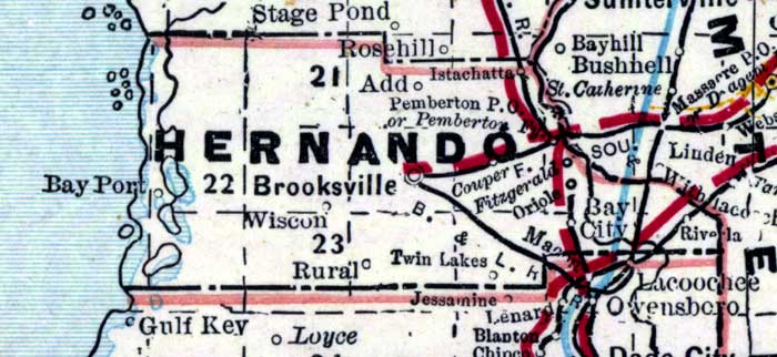 Map of Hernando County, Florida, 1890s