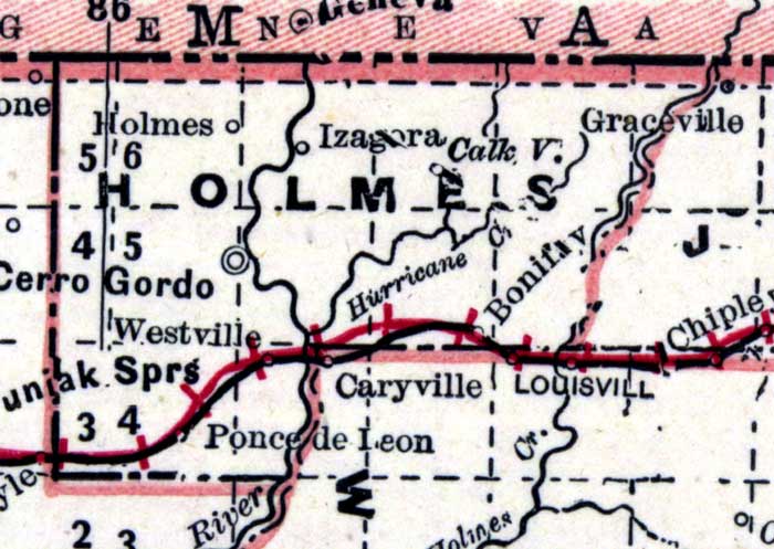 Map of Holmes County, Florida, 1890s