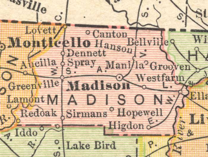 Map of Madison County, Florida, 1910