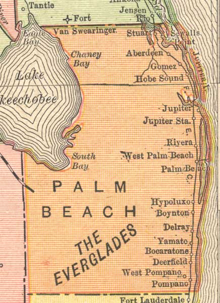 Map of Palm Beach County, Florida, 1910