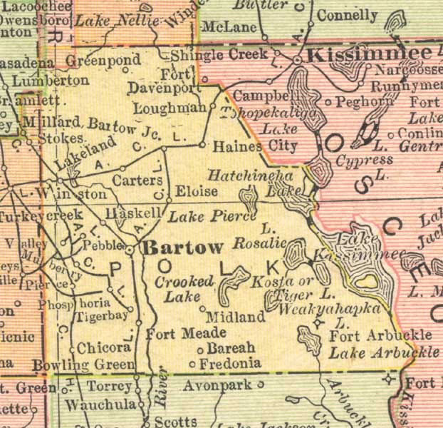 Map of Polk County, Florida, 1910