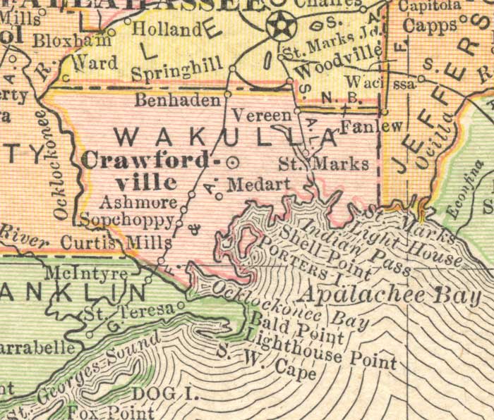 Map of Wakulla County, Florida, 1910