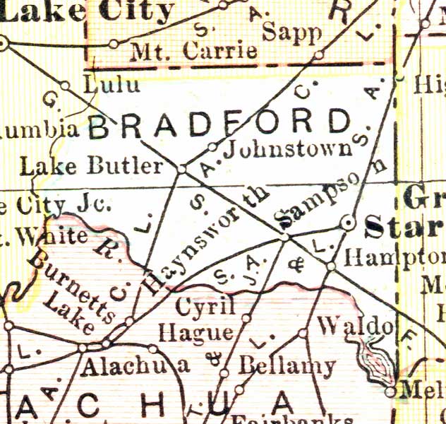 Map of Bradford  County, Florida, 1911