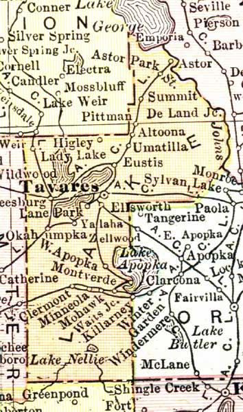 Map of Lake County, Florida, 1911