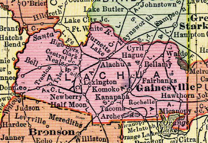 Map of Alachua County, Florida, 1917