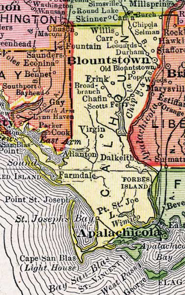 Map of Calhoun County, Florida, 1917