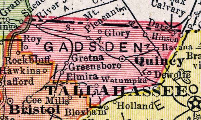 Map of Gadsden County, Florida, 1917