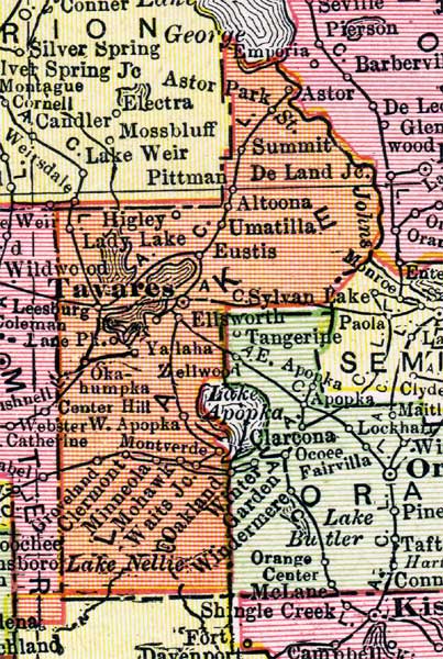 Map of Lake County, Florida, 1917