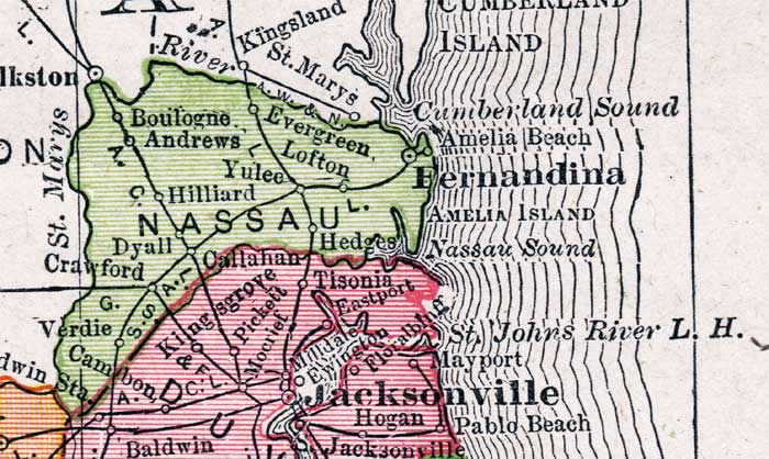 Map of Nassau County, Florida, 1917