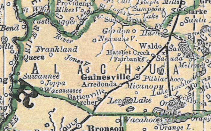 Map of Alachua County, Florida, 1880