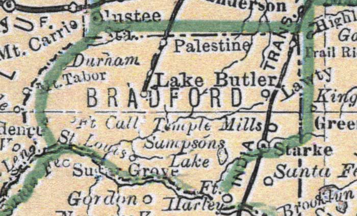 Map of Bradford  County, Florida, 1880