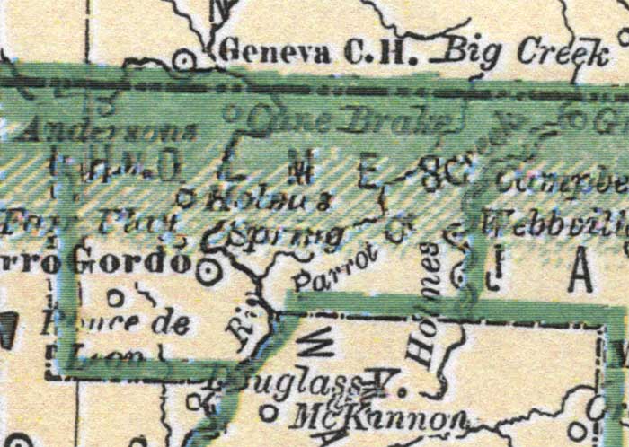 Map of Holmes County, Florida, 1880