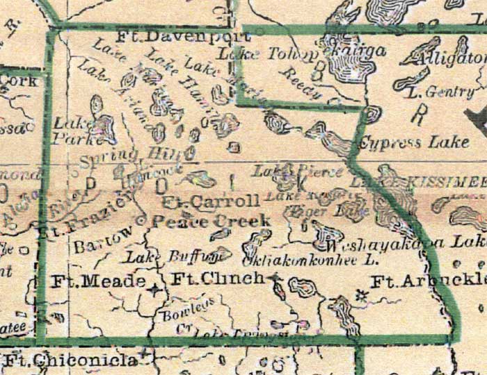 Map of Polk County, Florida, 1880