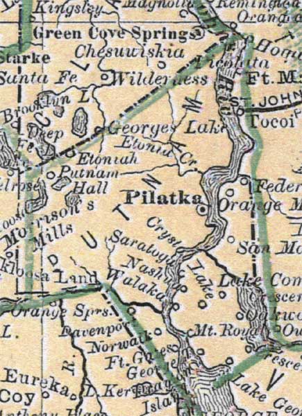 Map of Putnam County, Florida, 1880