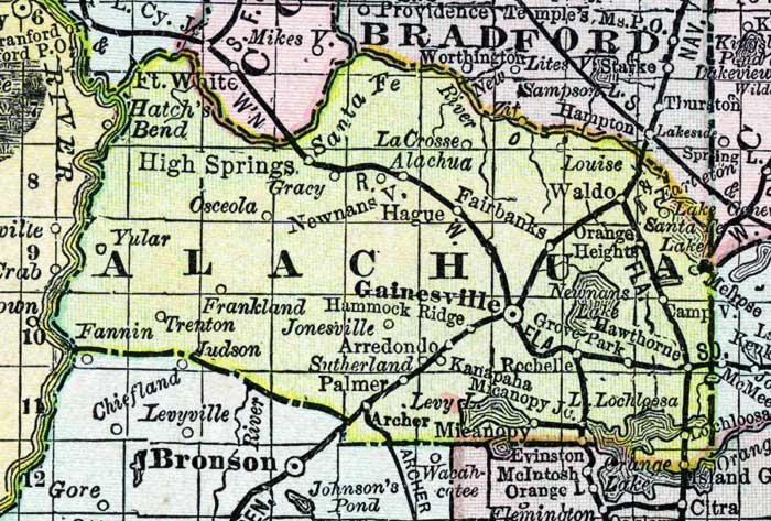 Map of Alachua County, Florida, 1888