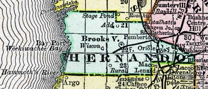 Map of Hernando County, Florida, 1888