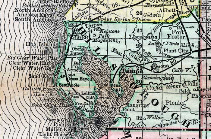 Map of Hillsborough County, Florida, 1888