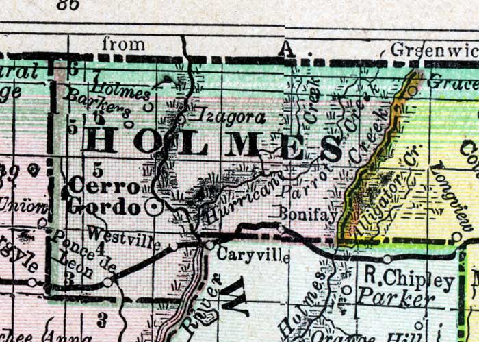 Map of Holmes County, Florida, 1888