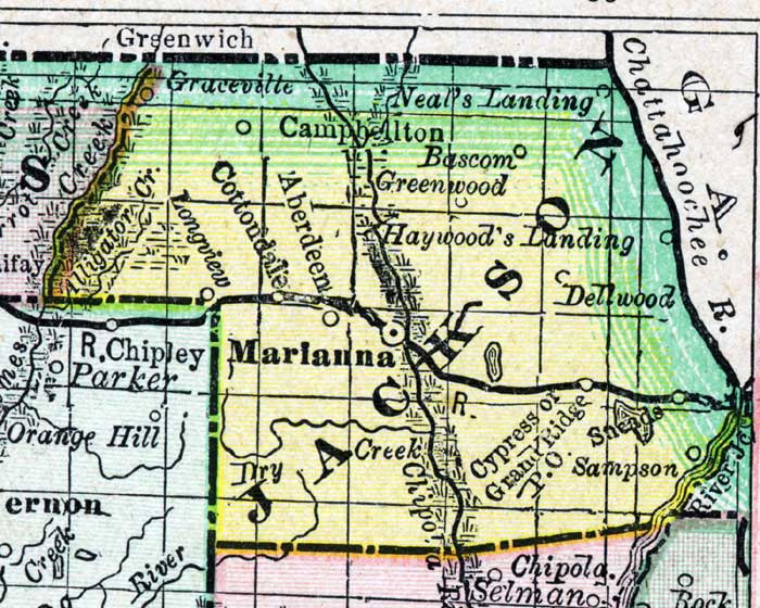 Map of Jackson County, Florida, 1888
