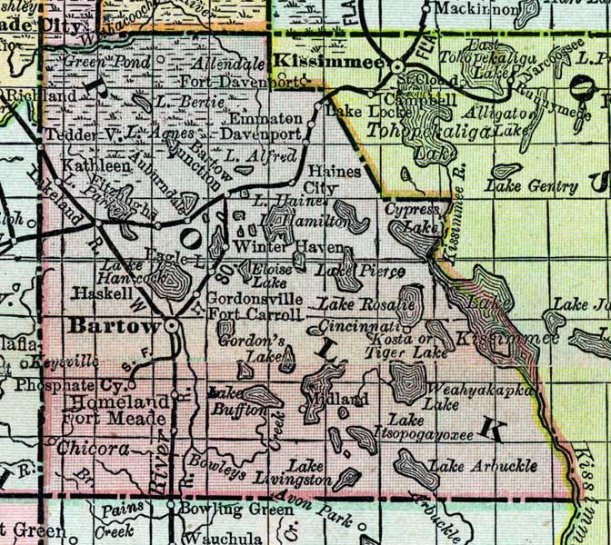 Map of Polk County, Florida, 1888