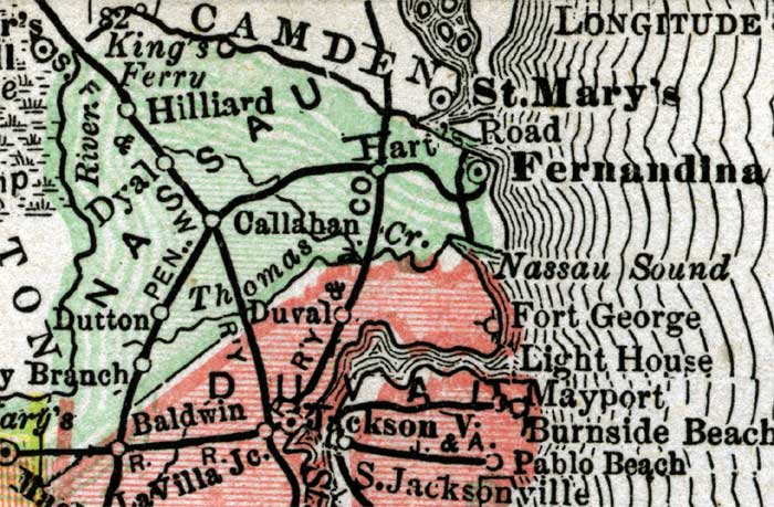 Map of Nassau County, Florida, 1890