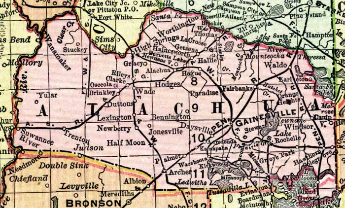 Map of Alachua County, Florida, 1898