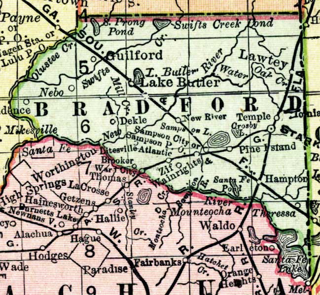 Map of Bradford  County, Florida, 1898