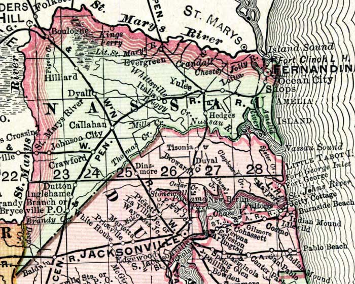 Map of Nassau County, Florida, 1898