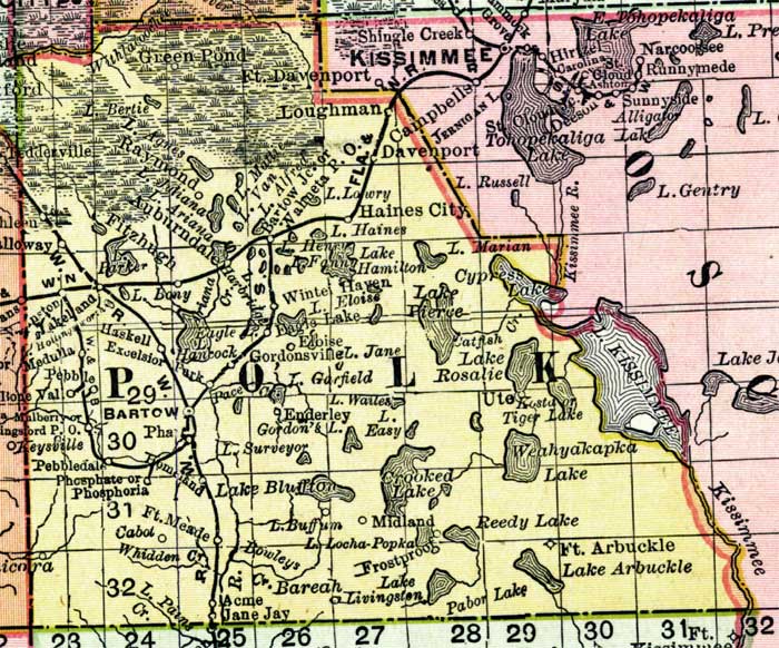 Map of Polk County, Florida, 1898