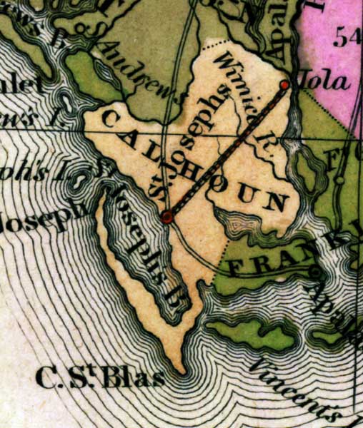 Map of Calhoun County, Florida, 1839