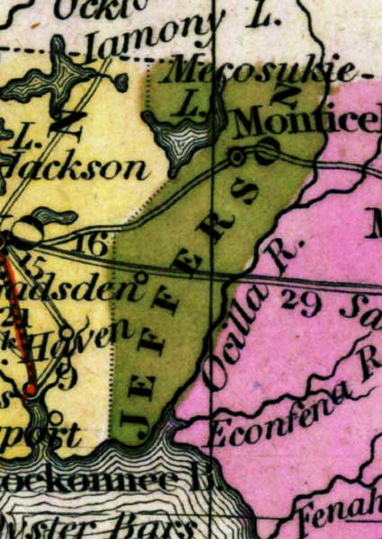 Map of Jefferson County, Florida, 1839