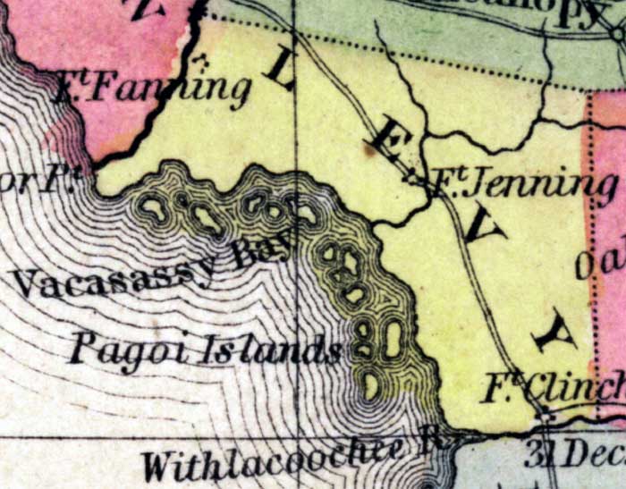Map of Levy County, Florida, 1850
