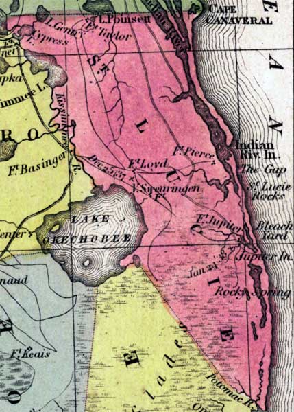 Map of St. Lucie County, Florida, 1850
