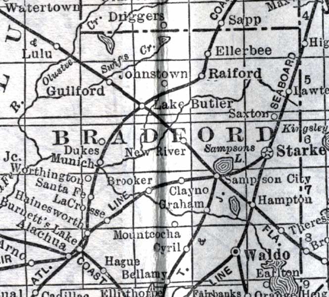 Map of Bradford  County, Florida, 1920