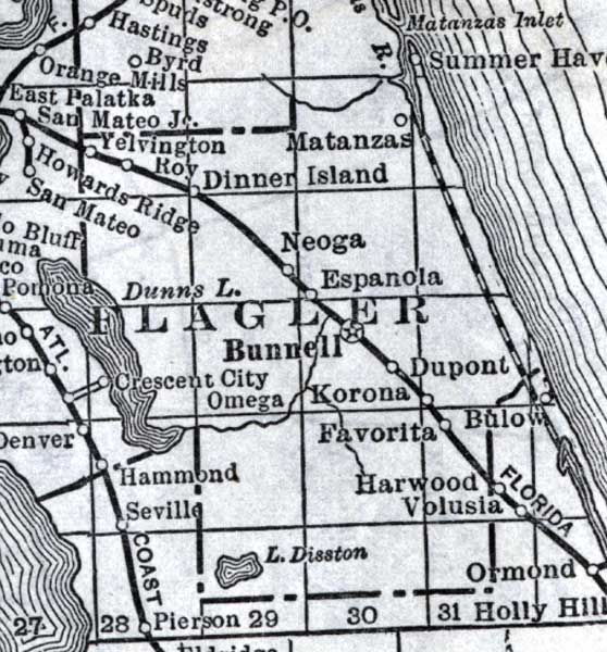 Map of Flagler County, Florida, 1920