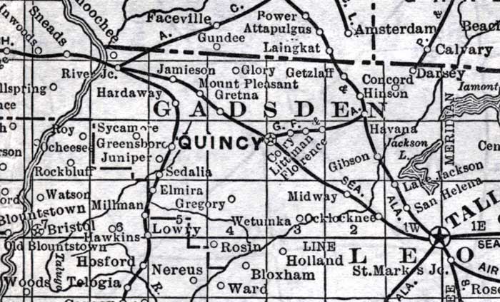 Map of Gadsden County, Florida, 1920