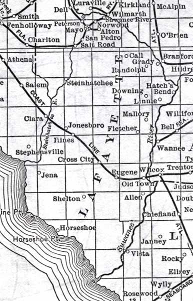 Map of Lafayette County, Florida, 1920