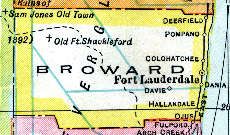 Broward County Line Map Broward County, 1921