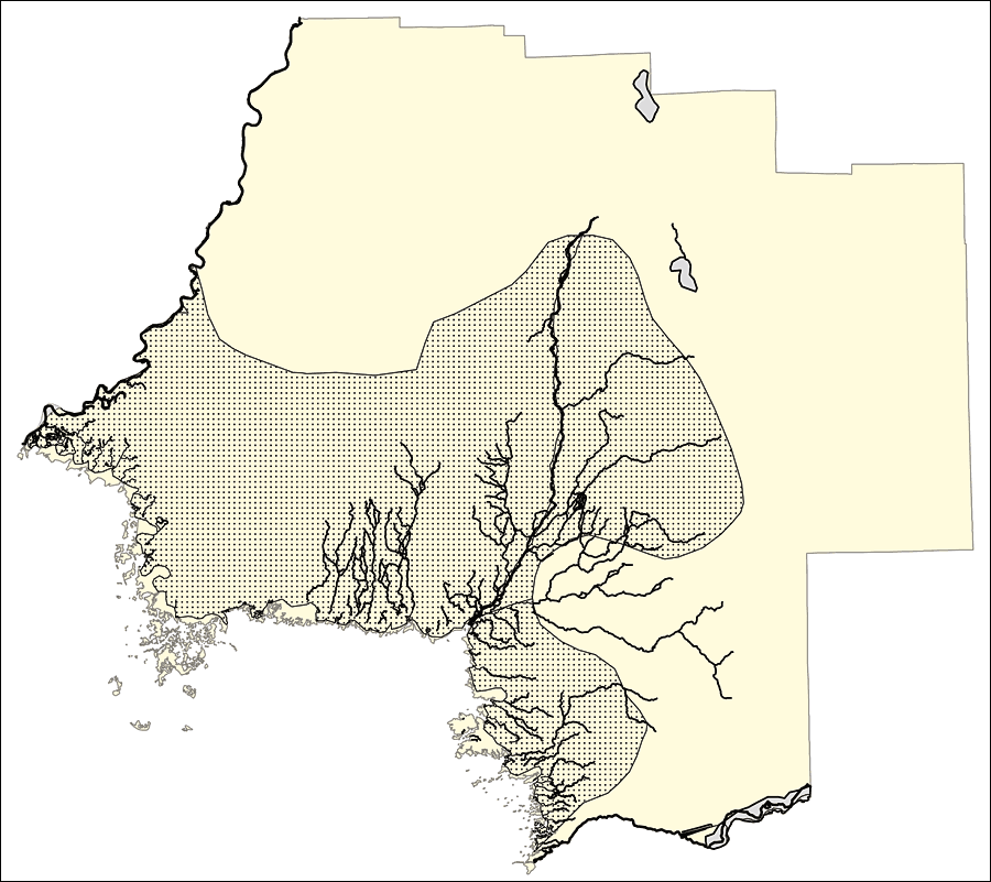 Florida Waterways: Levy County Outline without Labels, 2008