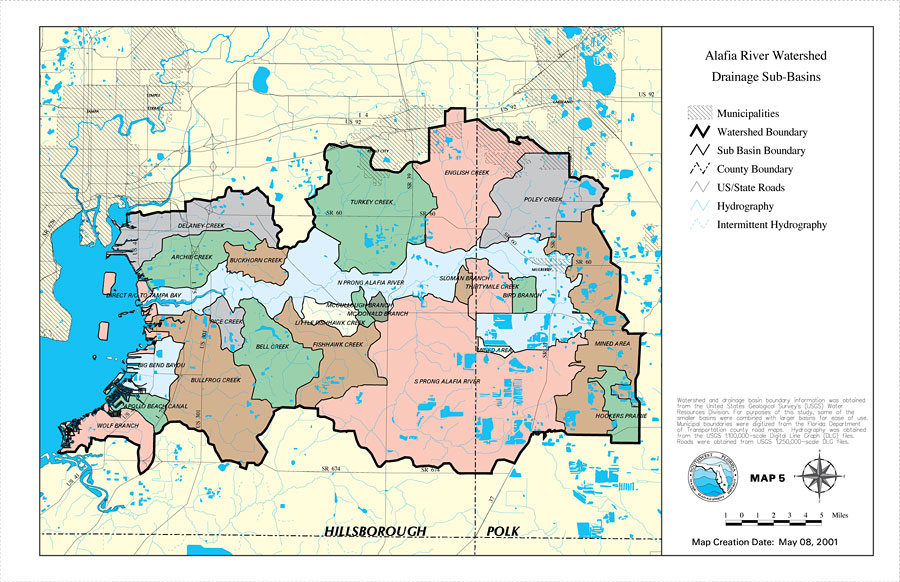 Alafia River Watershed Drainage Sub-Basins- Map 5