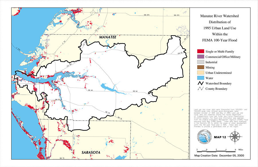 Manatee River Watershed Distribution Of 1995 Urban Land Use Within The 