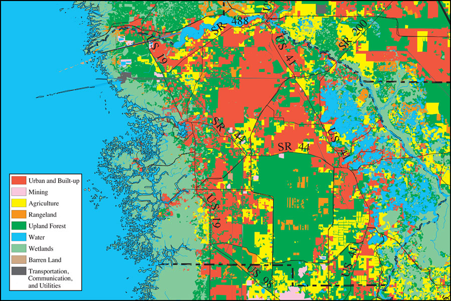 Withlacoochee River Watershed Distribution Of 1995 Land Use Cover 